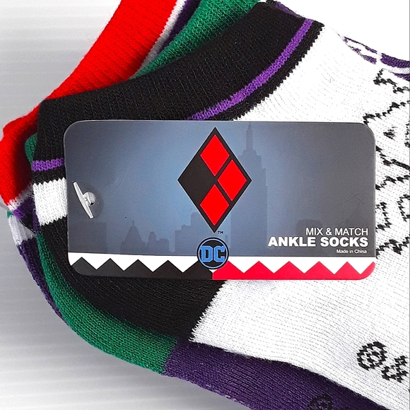 DC Comics Harley Quinn The Joker Ankle Socks Set NWT - Picture 8 of 9